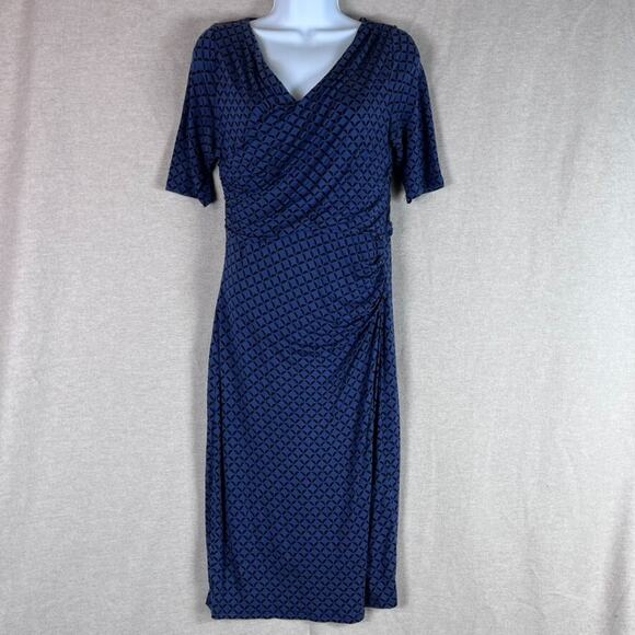 Boden Dresses & Skirts - Boden Womens Geometric Jersey Dress Size 12 Knee Length Short Sleeve Vneck